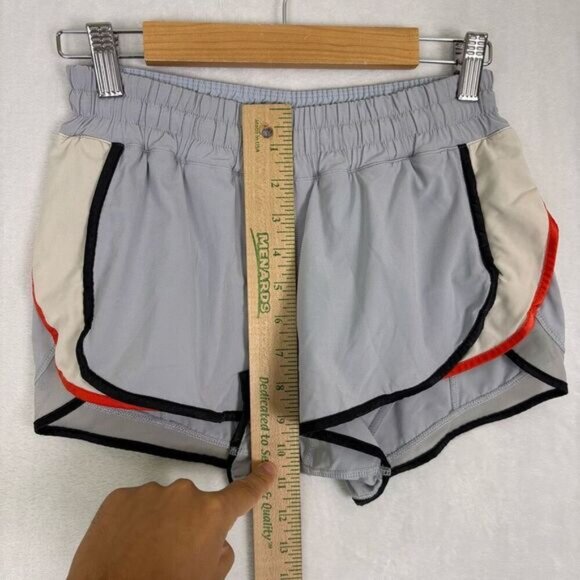 Lululemon Blue-Grey with White & Orange Sides Athletic Shorts Size 4 - Picture 5 of 11